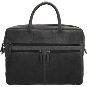 Hide & Stitches Idaho Hand & Schoudertas Laptoptas 15,6 inch - Premium Leder - Business - Zwart - 100% Leer