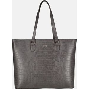 Duifhuizen croco shopper met laptopvak middengrijs