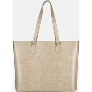 Duifhuizen croco shopper met laptopvak lichttaupe