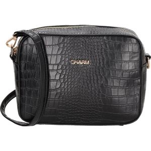 Charm London crossbody tas Midwood met crocoprint zwart