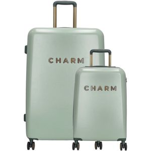 Charm London Nice Travel Kofferset - 2 delig - TSA slot - Lichtgroen