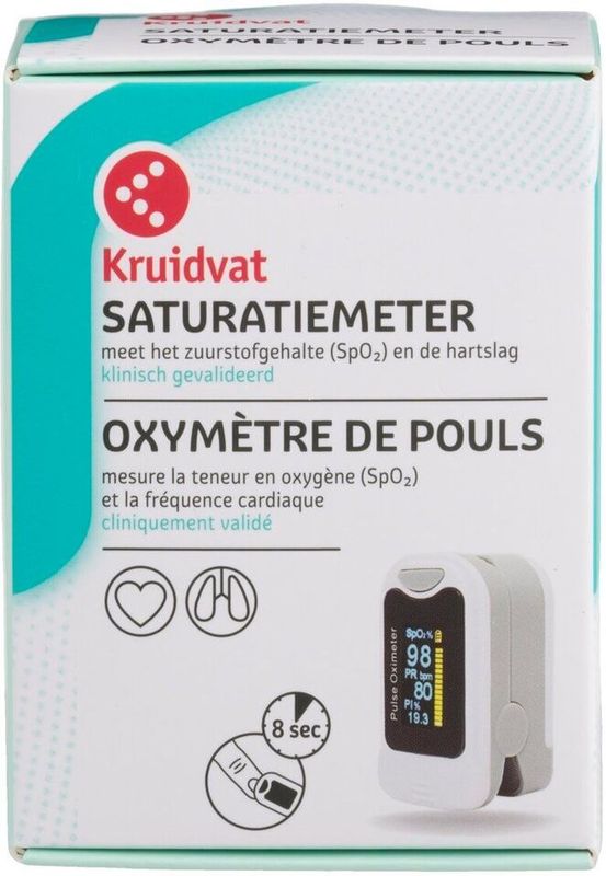 Kruidvat - Saturatiemeter - Klinisch Gevalideerd - Voor Zuurstofgehalte en Hartslag Meting