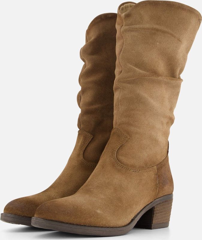 Aqa Hoge plooi laarzen taupe Suede - Dames
