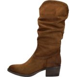 Aqa Hoge plooi laarzen cognac Suede - Dames