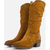 Aqa Hoge plooi laarzen cognac Suede - Dames