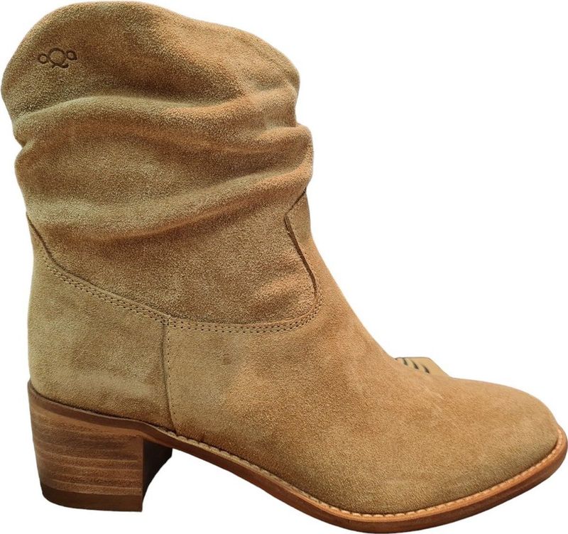AQA - A8550-A53 Enkellaarsje - Sughero - Suede Leer - Blokhak 4cm