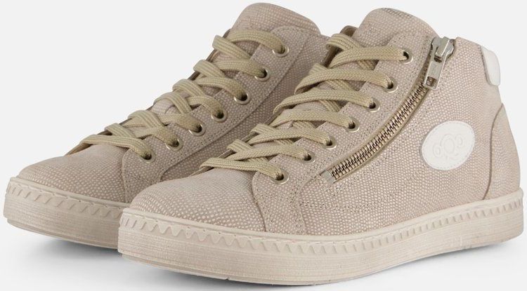 Aqa - Sneakers - Grijs - Leer - Uitneembaar Voetbed - Rits- en Vetersluiting