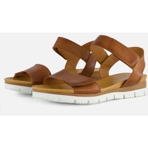 Aqa - Dames Sandalen - Zwart - Leer - Klittenbandsluiting