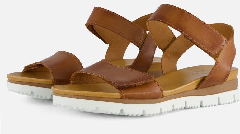 Aqa - Dames Sandalen - Zwart - Leer - Klittenbandsluiting