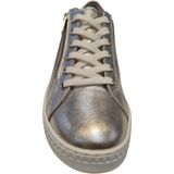 Aqa - Lage Dames Sneakers - Champagne - Leer - Rits- en Vetersluiting