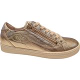 Aqa - Lage Dames Sneakers - Champagne - Leer - Rits- en Vetersluiting