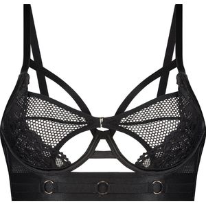 Hunkemöller Dames Lingerie Niet-voorgevormde longline beugel bh Pleasure - Zwart - maat D75