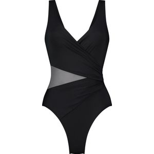 Hunkemöller Dames Badmode Badpak Shaping Shell Mesh - Zwart - maat 36