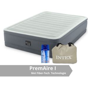 Intex PremAire I - Luchtbed - 2 Persoons - Inclusief Ingebouwde Pomp, Draagtas en Reparatieset - 203x152x46 cm - PVC - Grijs