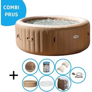 Intex - Bubble Massage - Jacuzzi - 196 x 71 cm - Beige - met hoofdsteunen en onderhoudskit