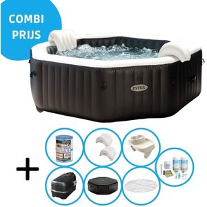 Intex - Jet & Bubble Deluxe - Jacuzzi - 218 x 71 cm - Zwart - Met onderhoudskit