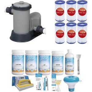 WAYS - Zwembad Onderhoud - Pakket Medium Deluxe & Filterpomp 5678 L/u & 6 Filters Type III