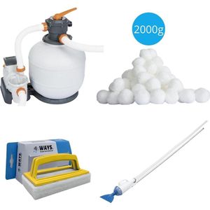 Bestway - Zwembadstofzuiger AquaCrawl & Zandfilterpomp 8327 L/u & Filterbollen 2000 g & WAYS Scrubborstel