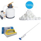 Bestway - Zwembadstofzuiger AquaReach & Zandfilterpomp 5678 L/u & Filterbollen 1000 g & WAYS Scrubborstel