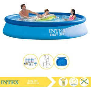 Intex Easy Set Zwembad - Opblaaszwembad - 366x76 cm - Inclusief Onderhoudspakket, Trap en Voetenbad
