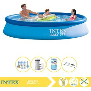 Intex Easy Set Zwembad - Opblaaszwembad - 366x76 cm - Inclusief Onderhoudspakket, Filter en Stofzuiger