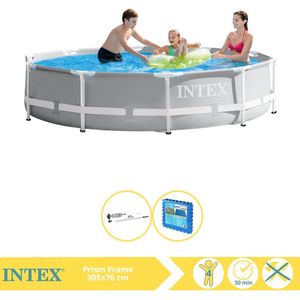 Intex Prism Frame Zwembad - Opzetzwembad - 305x76 cm - Inclusief Onderhoudspakket, Stofzuiger en Zwembadtegels