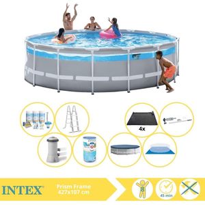 Intex Prism Frame Zwembad - Opzetzwembad - 427x107 cm - Inclusief Onderhoudspakket, Filter, Stofzuiger en Solar Mat