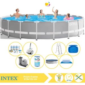 Intex Prism Frame Zwembad - Opzetzwembad - 610x122 cm - Inclusief Onderhoudspakket, Filter, Zwembad Stofzuiger, Voetenbad en #N/A