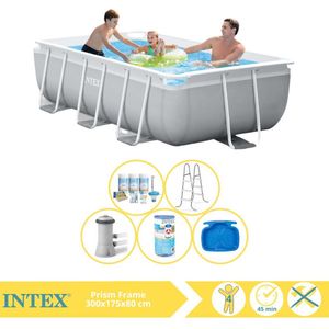 Intex Prism Frame Zwembad - Opzetzwembad - 300x175x80 cm - Inclusief Onderhoudspakket, Filter en Voetenbad
