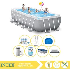 Intex Prism Frame Zwembad - Opzetzwembad - 488x244x107 cm - Inclusief Onderhoudspakket, Filter en Voetenbad