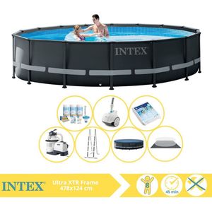 Intex Ultra XTR Frame Zwembad - Opzetzwembad - 488x122 cm - Inclusief Onderhoudspakket, Glasparels en Zwembad Stofzuiger