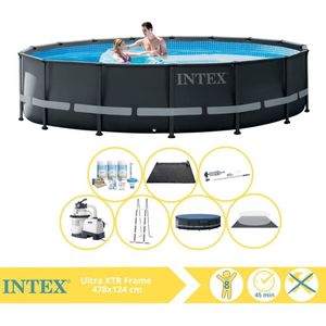 Intex Ultra XTR Frame Zwembad - Opzetzwembad - 488x122 cm - Inclusief Onderhoudspakket, Stofzuiger en Solar Mat