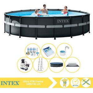 Intex Ultra XTR Frame Zwembad - Opzetzwembad - 549x132 cm - Inclusief Onderhoudspakket, Glasparels en Skimmer