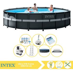 Intex Ultra XTR Frame Zwembad - Opzetzwembad - 549x132 cm - Inclusief Onderhoudspakket, Glasparels en Luxe Zwembad Stofzuiger