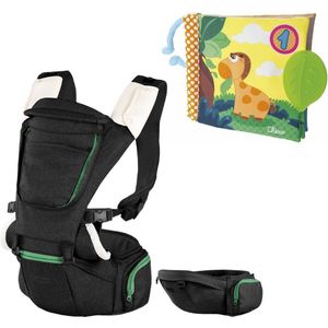 Chicco bundel - Draagzak Hip Seat - Black & Babyboekje Junior 19 X 19 Cm Polyester Geel/groen