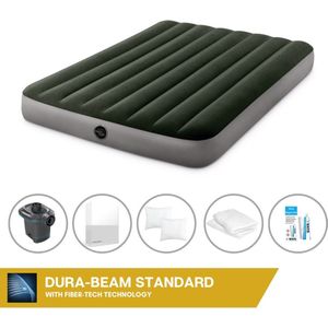 Intex Luchtbed - Twijfelaar - 137 x 191 x 25 cm - Groen - Inclusief Pomp - Hoeslaken - Kussen - Kussenbeschermer en Reparatieset
