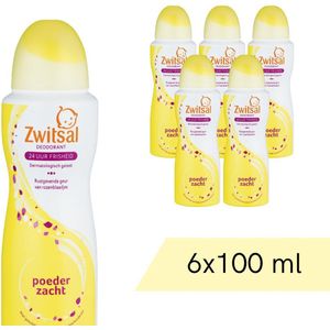 Voordeelverpakking: 6x Zwitsal Deospray - Poederzacht - 100 ml