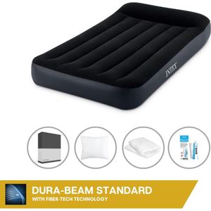 Intex Luchtbed - 1-Persoons - 99 x 191 x 25 cm - Blauw - Inclusief pomp - Hoeslaken - Kussen - Kussenbeschermer en Reparatieset