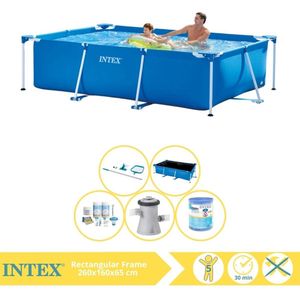 Intex Rectangular Frame Zwembad - Opzetzwembad - 260x160x65 cm - Inclusief Solarzeil Pro, Onderhoudspakket, Zwembadpomp, Filter en Onderhoudsset