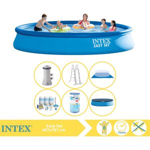 Intex Easy Set Zwembad - Opblaaszwembad - 457x107 cm - Inclusief Onderhoudspakket en Filter