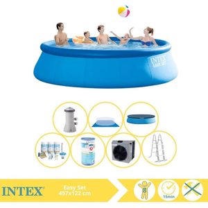 Intex Easy Set Zwembad - Opblaaszwembad - 457x122 cm - Inclusief Onderhoudspakket, Filter en Warmtepomp CP