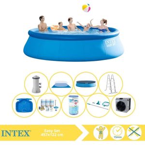 Intex Easy Set Zwembad - Opblaaszwembad - 457x122 cm - Inclusief Onderhoudspakket, Filter, Onderhoudsset, Voetenbad en Warmtepomp CP