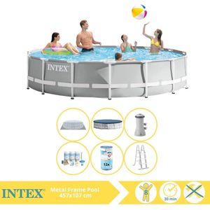 Intex Prism Frame Zwembad - Opzetzwembad - 457x107 cm - Inclusief Onderhoudspakket en Filter