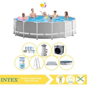 Intex Prism Frame Zwembad - Opzetzwembad - 457x122 cm - Inclusief Onderhoudspakket, Filter en Warmtepomp CP