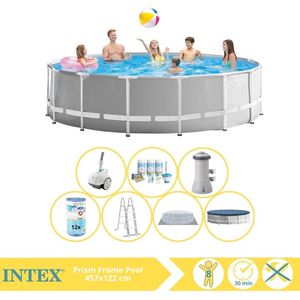 Intex Prism Frame Zwembad - Opzetzwembad - 457x122 cm - Inclusief Onderhoudspakket, Filter en Zwembad Stofzuiger