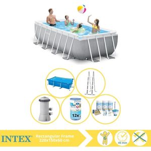 Intex Prism Frame Zwembad - Opzetzwembad - 400x200x100 cm - Inclusief Solarzeil, Onderhoudspakket en Filter