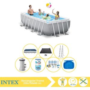 Intex Prism Frame Zwembad - Opzetzwembad - 400x200x100 cm - Inclusief Afdekzeil, Onderhoudspakket, Filter, Solar Mat en Voetenbad