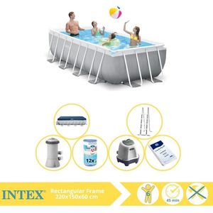 Intex Prism Frame Zwembad - Opzetzwembad - 400x200x100 cm - Inclusief Afdekzeil, Filter, Zoutsysteem en Zout