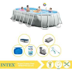 Intex Prism Frame Zwembad - Opzetzwembad - 503x274x122 cm - Inclusief Onderhoudspakket, Filter, Onderhoudsset en Voetenbad