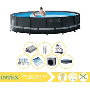 Intex Ultra XTR Frame Zwembad - Opzetzwembad - 488x122 cm - Inclusief Onderhoudspakket, Glasparels en Warmtepomp CP